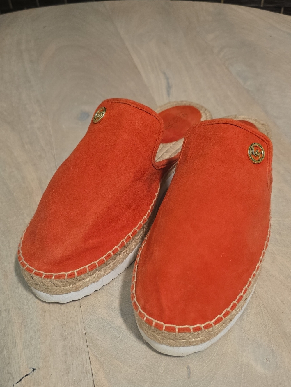 MICHAEL Michael Kors Emilia Suede Espadrille Mules Orange 7.5
